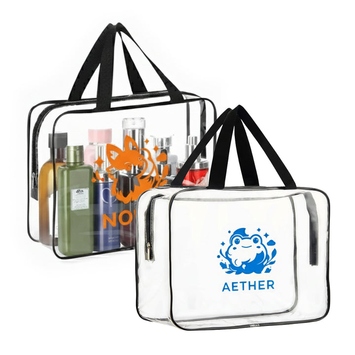 Bulk Custom Clear PVC Waterproof Travel Toiletry Organizer Handbag with Logo