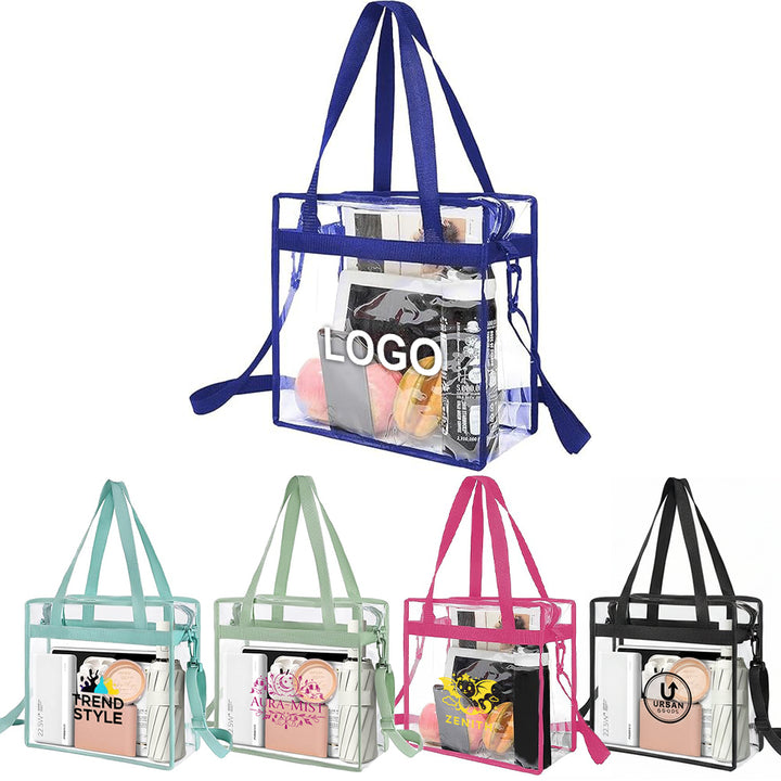 Bulk Custom Clear Stadium Approved Tote Bags with Logo Adjustable Crossbody Shoulder Bags