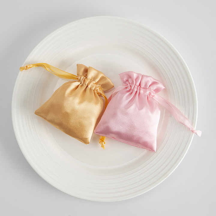 Custom Logo Drawstring Satin Silk Pouches - Drawstring Jewelry Packaging Bag For Ring and Necklace